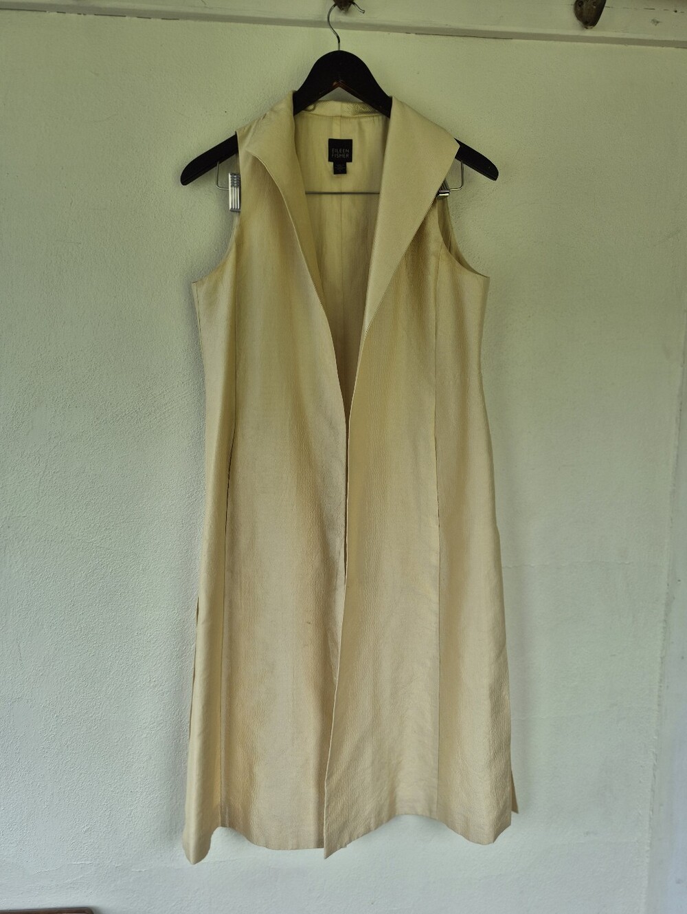 100% Silk Longline Vest By Eileen Fisher Size Small *Needs To Be Drycleaned